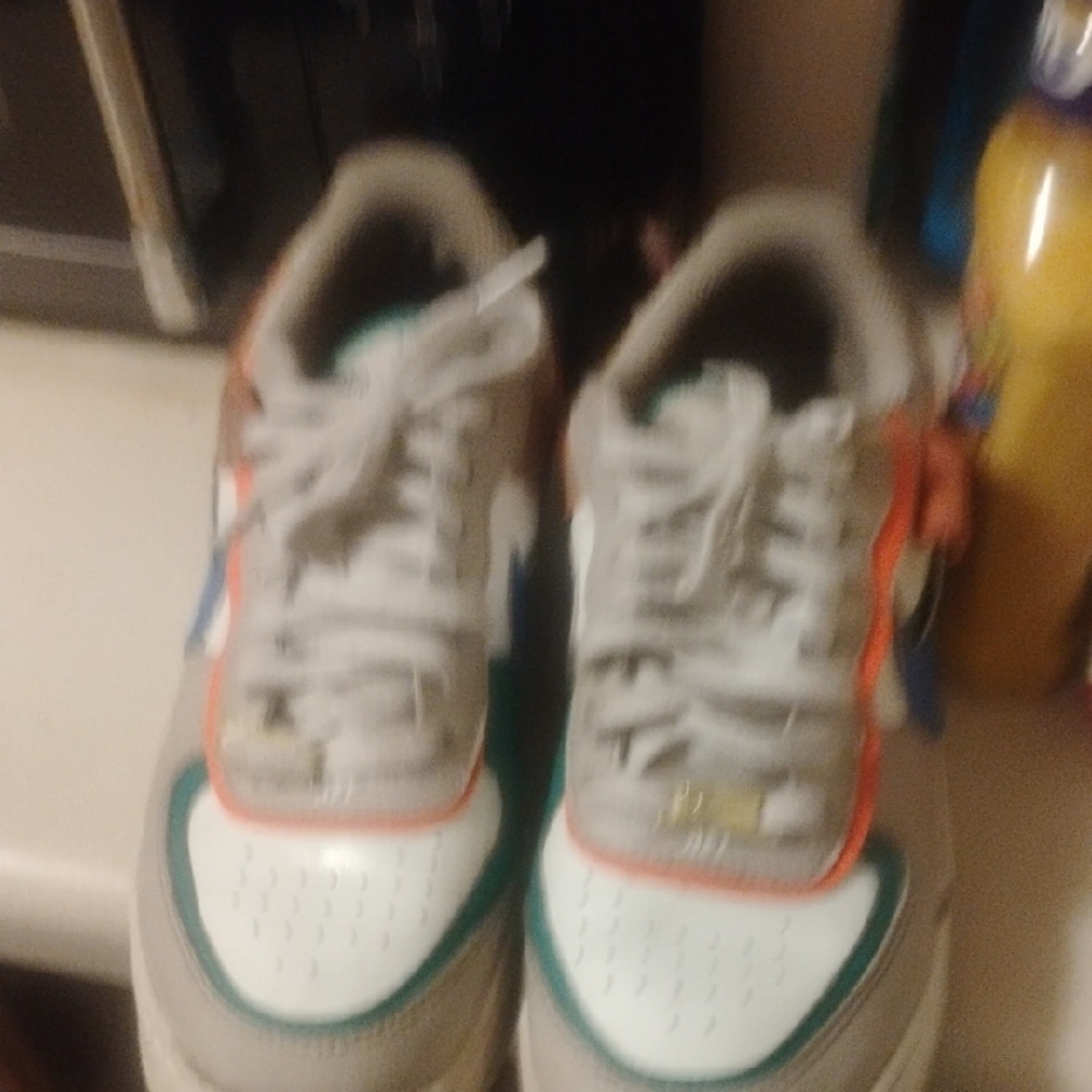 Nike Kids Sneakers in White, Green, and Orange